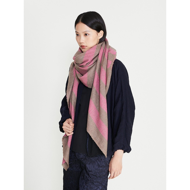 Scialle Shawl in Natural Fuchsia Stripe