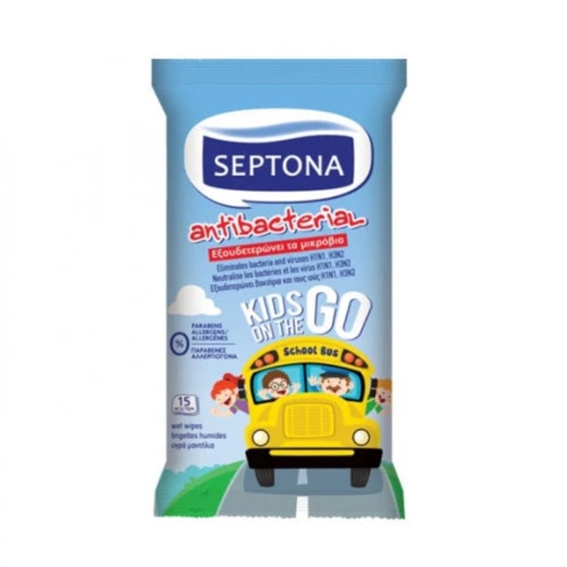 Septona Antibacterial Wet Wipes Kids On the Go (15 refreshing wipes)