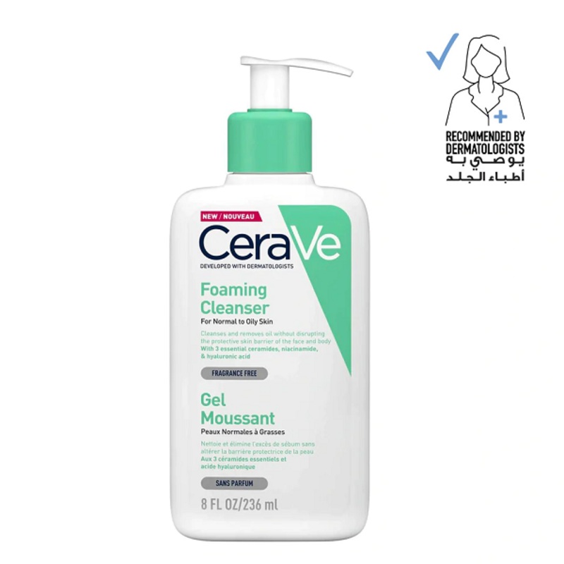 Cerave – Foaming Facial Cleanser For Normal To Oily Skin