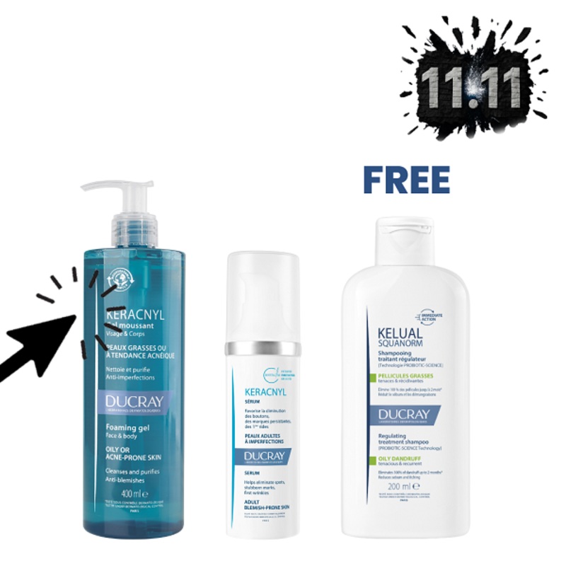 Ducray – Keracnyl Foaming Gel & Keracnyl Serum Bundle