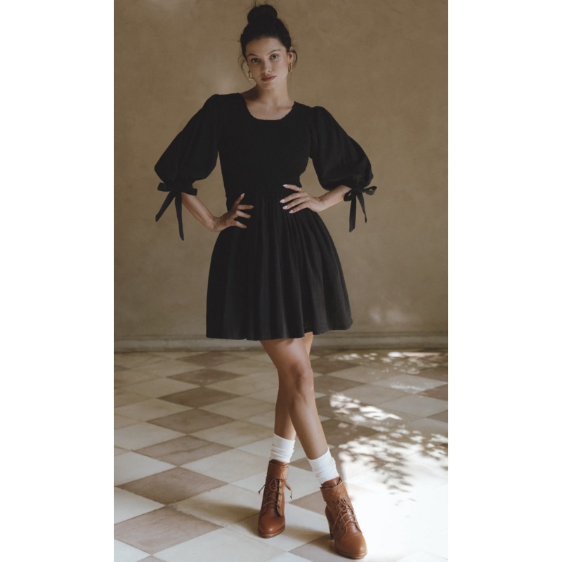 Jolie Puff Sleeve Linen Mini Dress