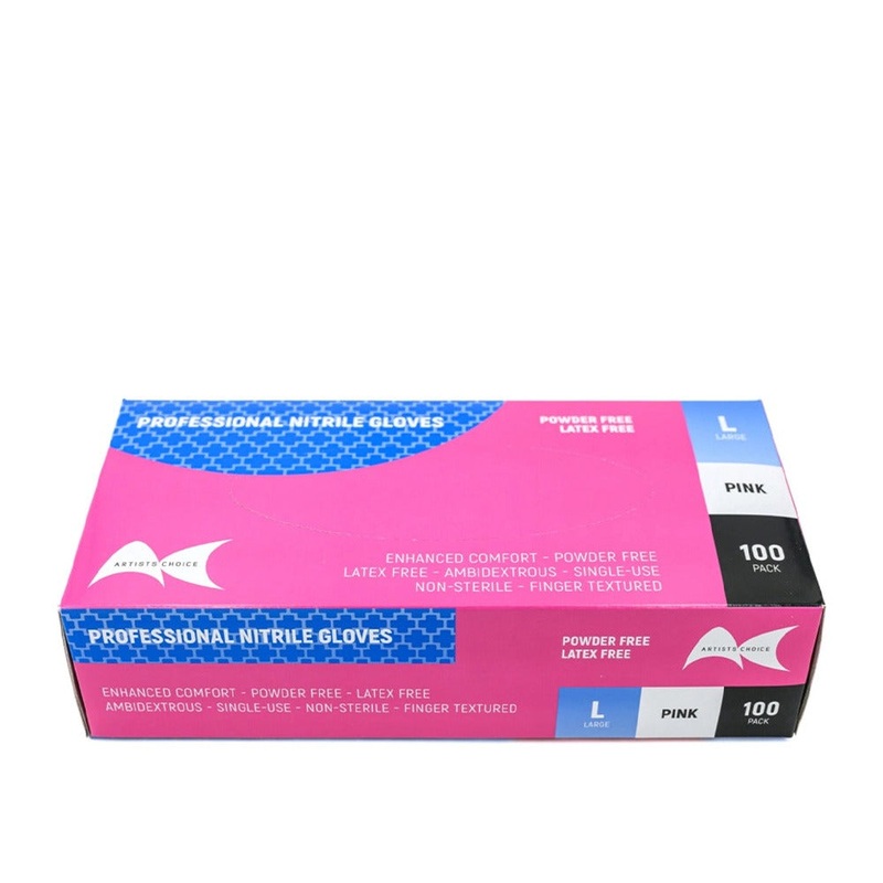 Artists Choice Pink Nitrile Gloves – Large