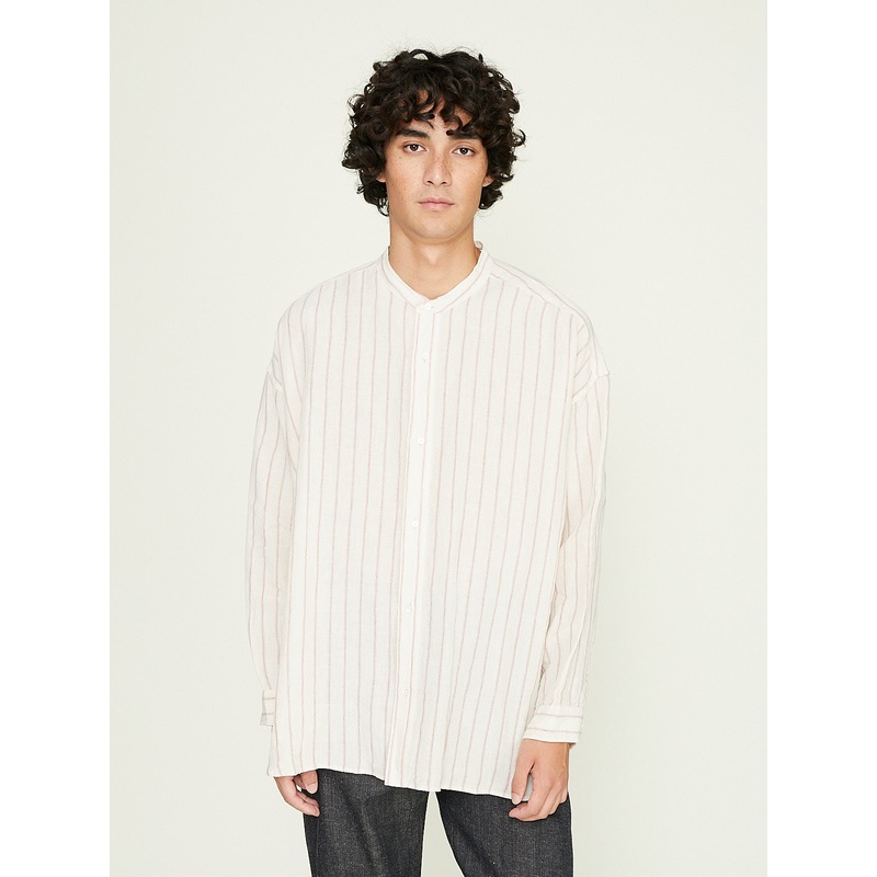 Band Collar Simple Shirt in Vintage Ivory