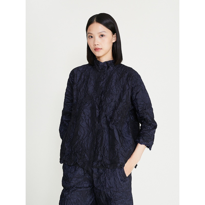 Giacca Jacket Spicchi Colletto Lavata in Navy Blue