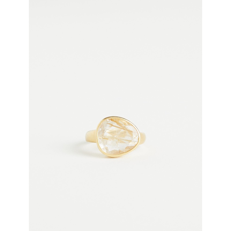 Galaxy Greek Ring in 18k Yellow Gold with Rutilated Quartz