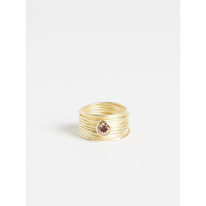 Brown Diamond Coiled Ring on 18k Yellow Gold