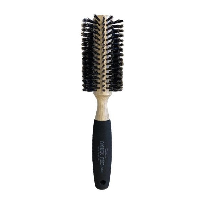 Dannyco — Circular brush with natural boar bristles, sponge-covered handle – Extra large