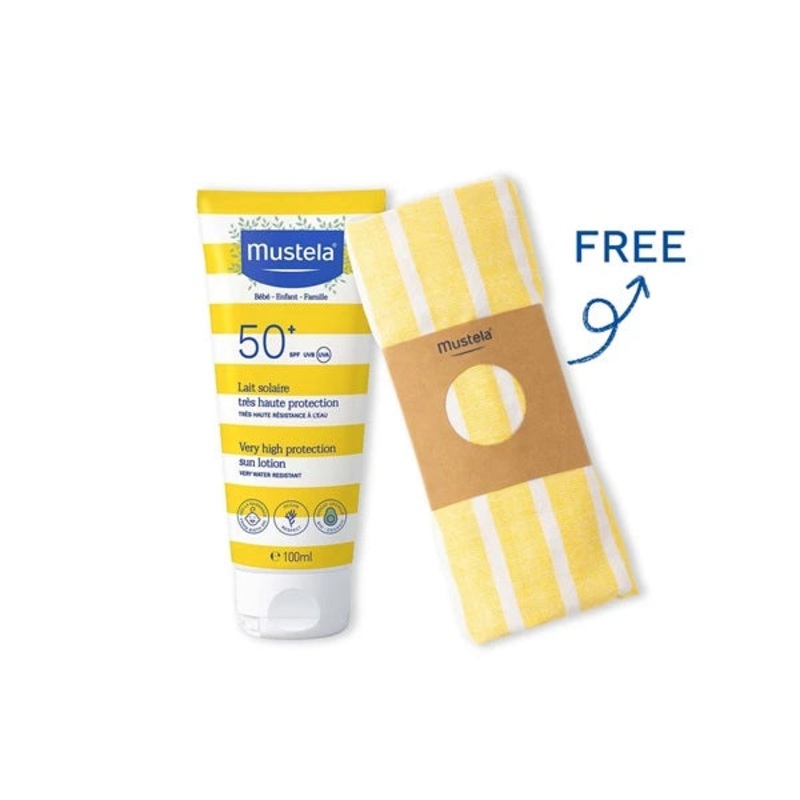 Mustela Very High Protection Sun Lotion 100ml With A Free Beach Towel