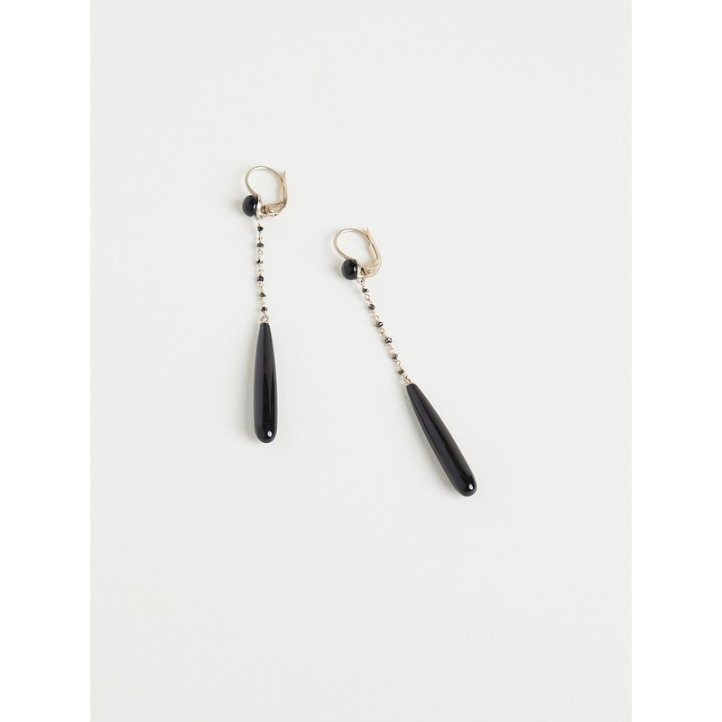 Mia Earrings in 19k/18k White Gold with 5.7ct Black Horn and 0.2ct Black Diamonds