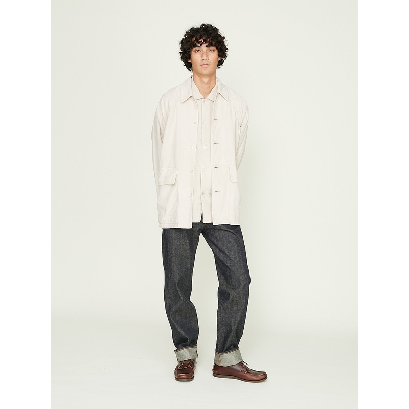 Outer Jacket in Walnut Dyed Vintage French Linen/Cotton