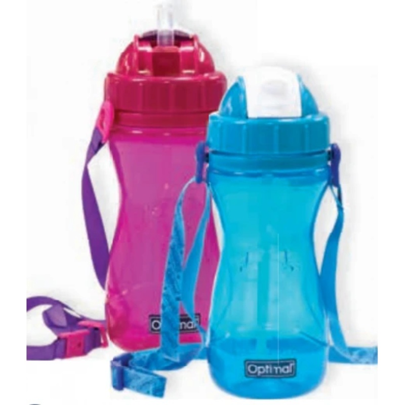 Optimal Silicone Straw Bottle 12M+ 500Ml Blue Pink
