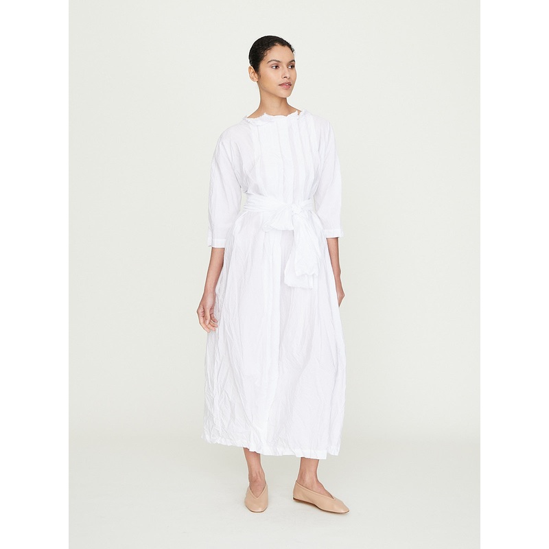 Abito Dress Rondine Zig Zag Manica 3/4 Lavato in Optical White