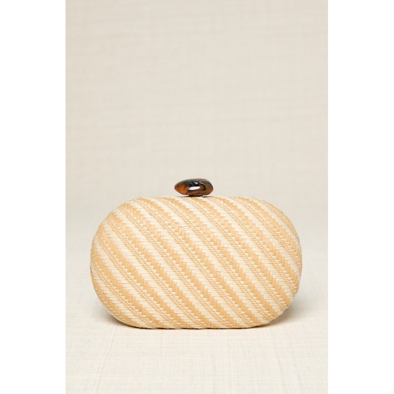 Oval Straw Raffia Clutch