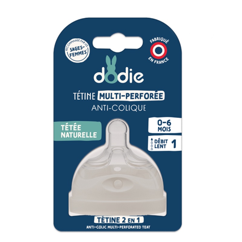 Dodie – Teat Biomimicry Teat & Ring 0-6 months 1 Slow Flow