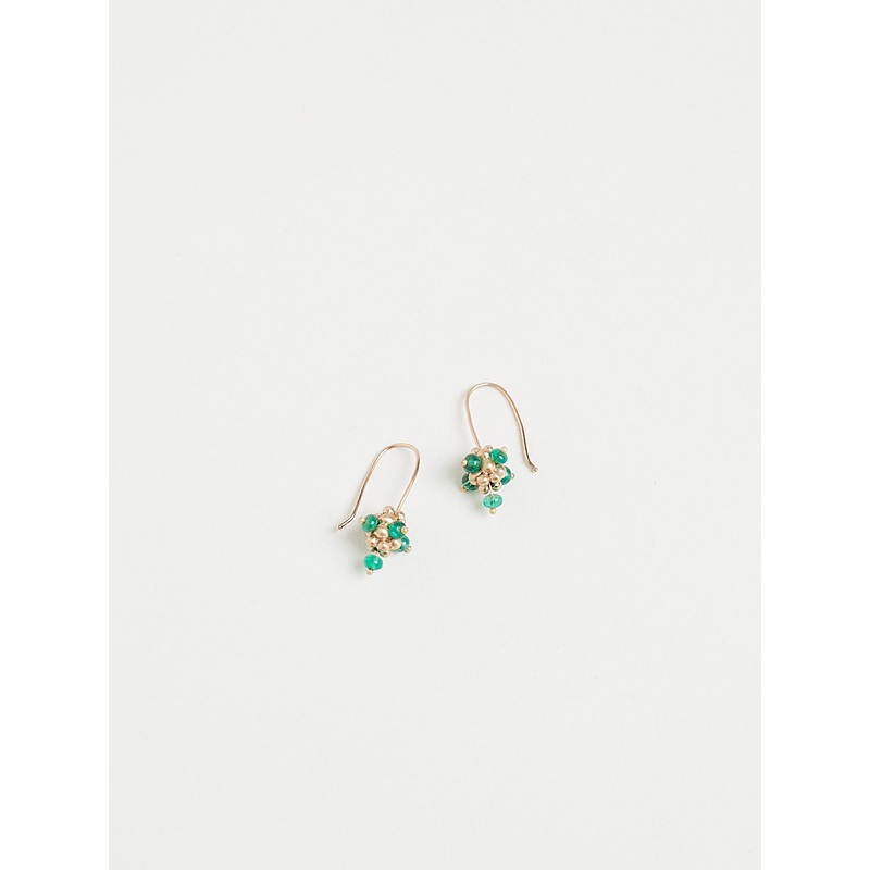 Small Raspberry Emerald Earrings in 14k Yellow Gold