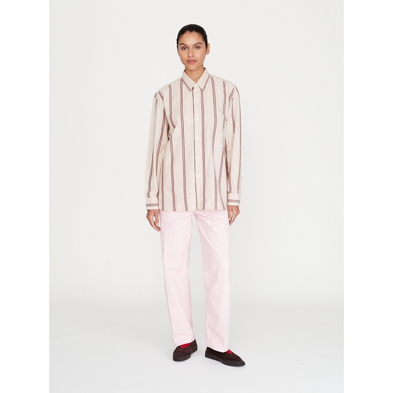 Handmade Classic Collar Shirt in Brown Stripes