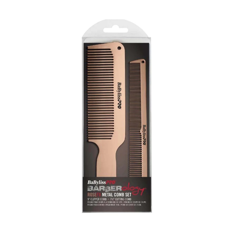 BABYLISS PRO METAL COMB SET ROSE GOLD 2 PIECE
