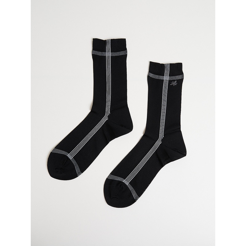 Side Line Silk Socks in Black