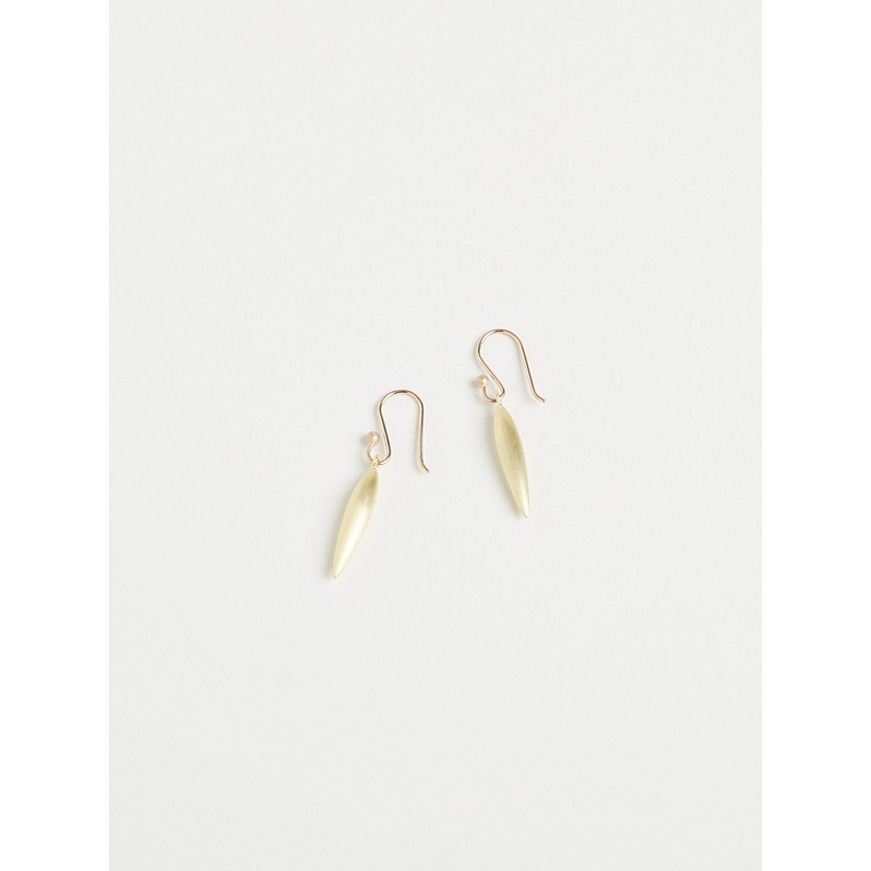 Small Rice Earrings in Green Gold Plate