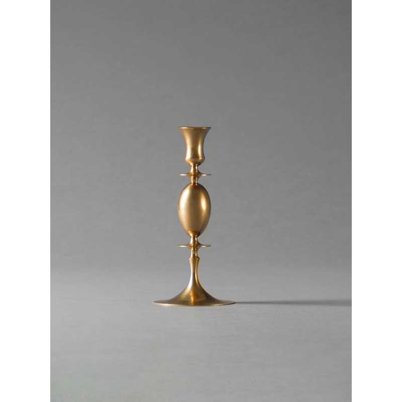 0210 Biedermeier Ted Muehling Candlesticks in Burnished Brass