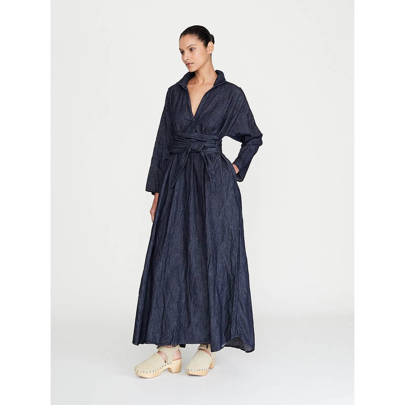 Abito Dress Spicchi Colletto Lavato in Dark Blue