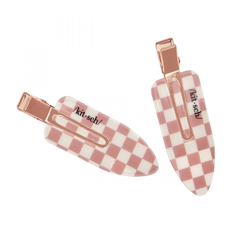 Kitsch — XL Creaseless Clips – Terracotta Checker – 2pc