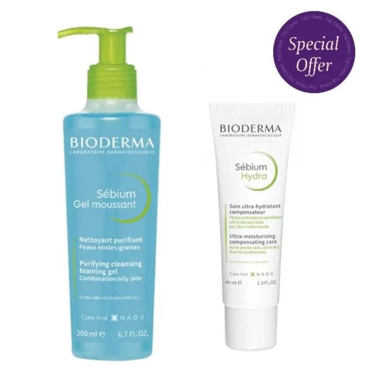 Bioderma Sebium Gel Moussant Purifying Cleansing Foaming Gel 200ml + Bioderma Sebium Hydra 40ml