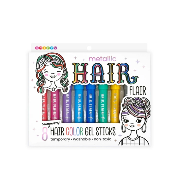 Hair Flair Metallic Shimmery Hair Color Gel Sticks Set of 8