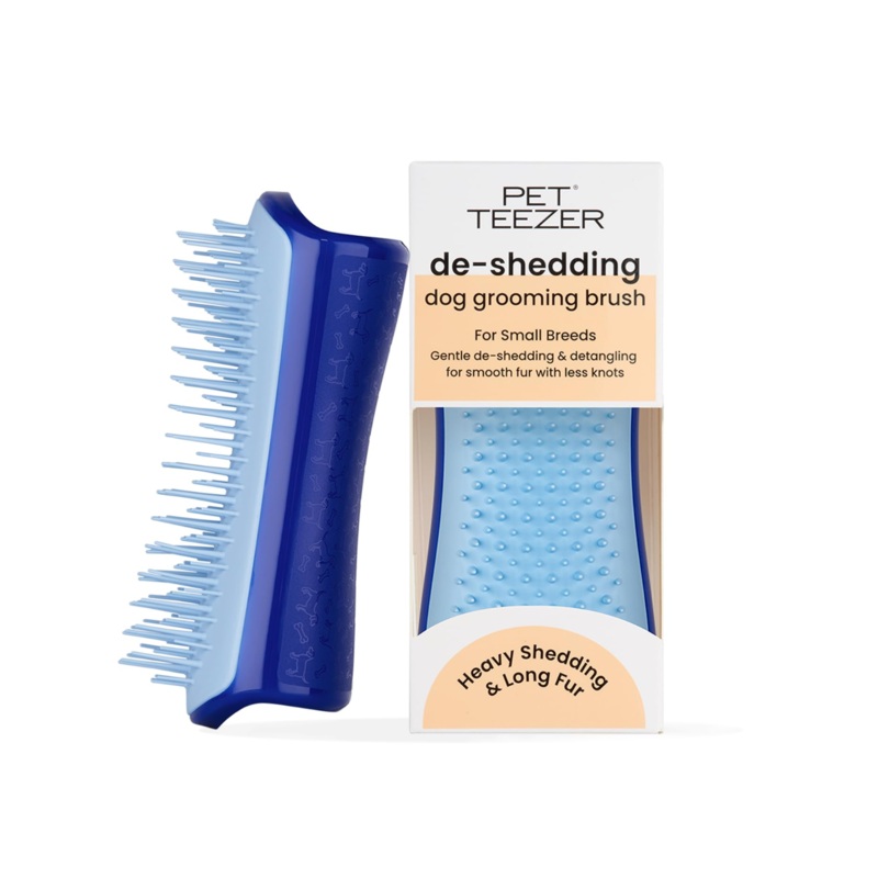 PET TEEZER DE-SHEDDING & DOG GROOMING BRUSH SMALL
