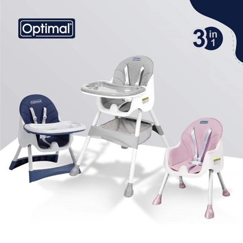 Optimal Multifunctional Baby High Chair Dark Blue&Pink&Grey