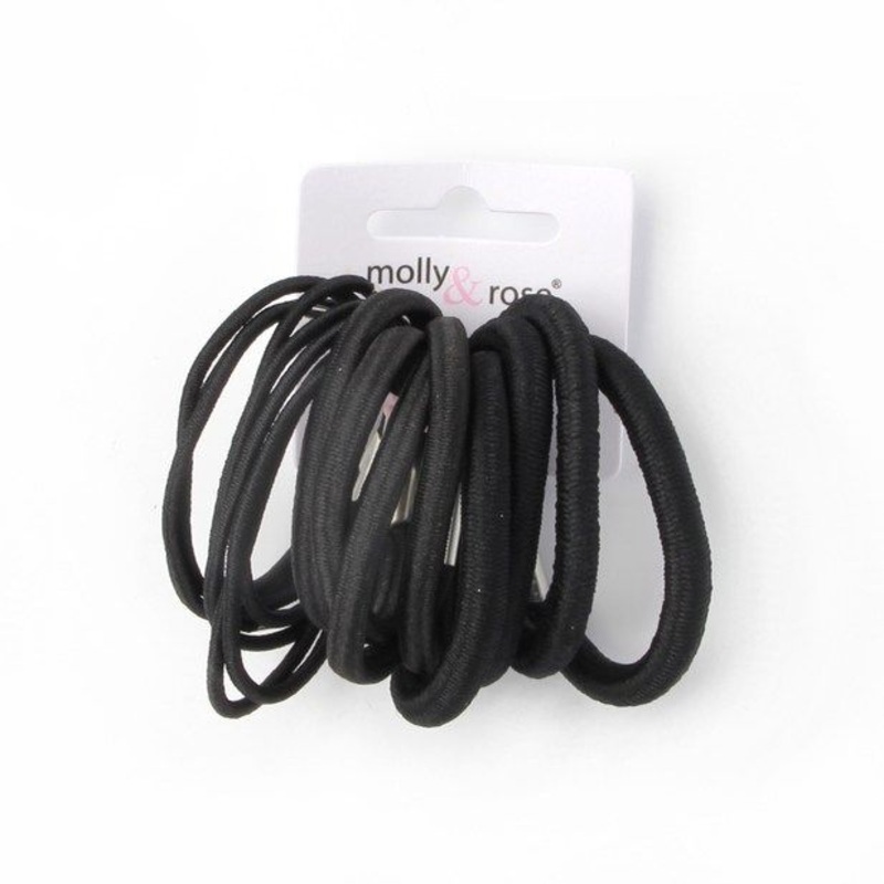 Molly & Rose Item 4590 Elastic – Black – Mixed thickness – Card of 16