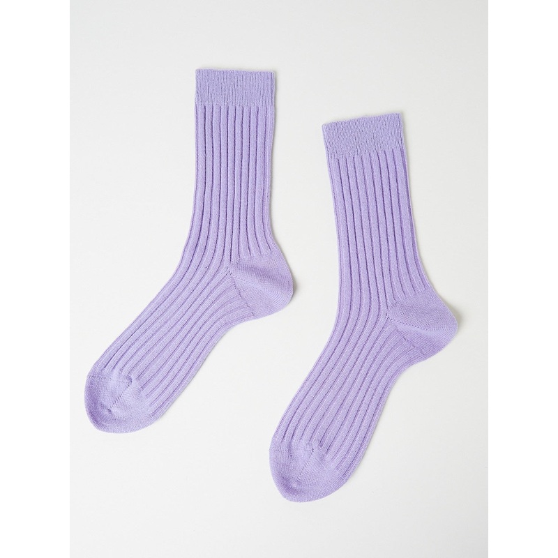 Ribbed Cashmere Socks in Smokey