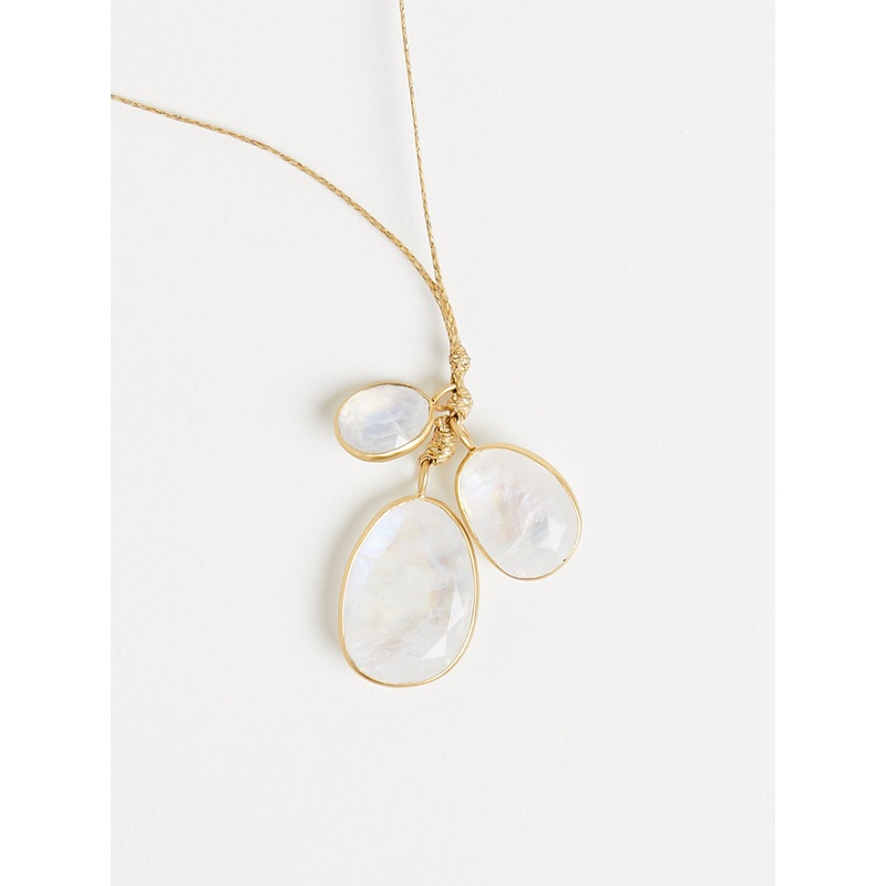 Triple Cluster with 34.65ct Rainbow Moonstone on Cord