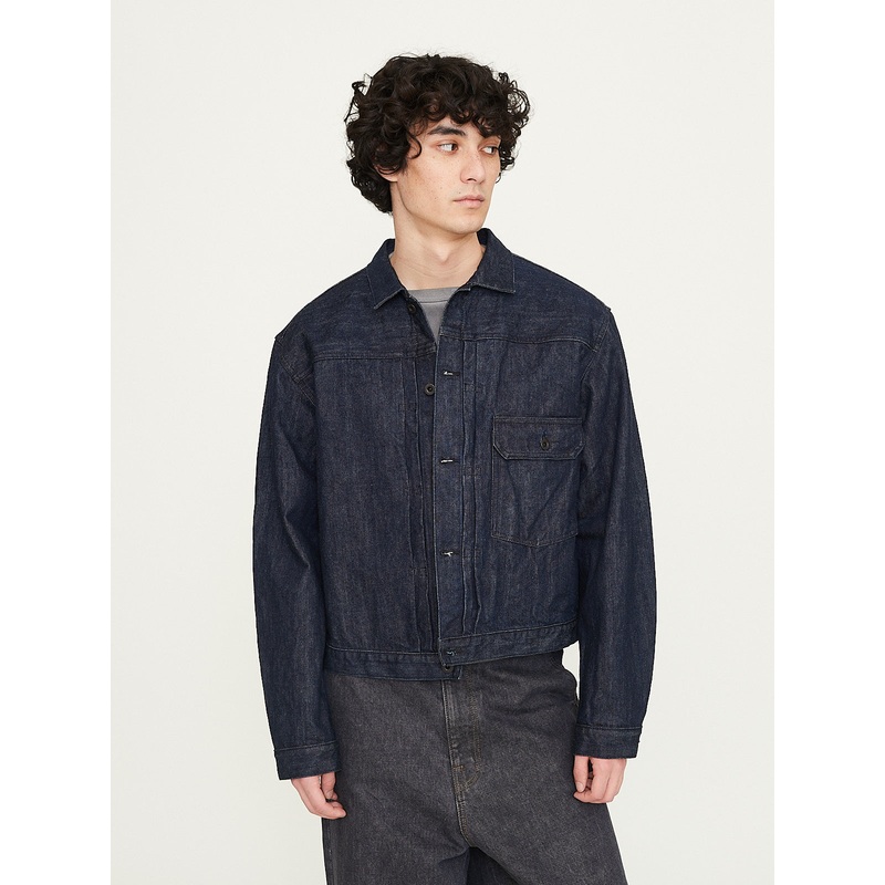 14oz Denim 1st Jacket Black Thread in Indigo
