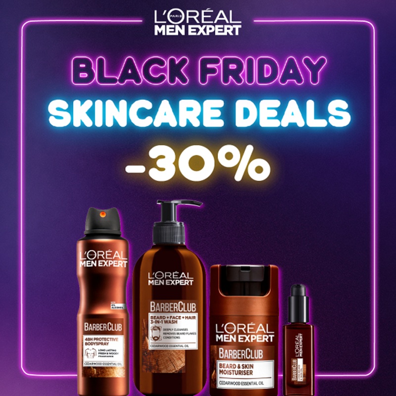 L’Oreal Men Expert – Barber Club Wash, Moisturiser, Oil & Body Spray Bundle