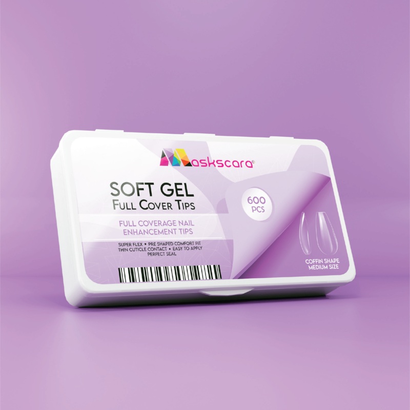 Soft Gel Tips – Full Cover (Coffin Medium)