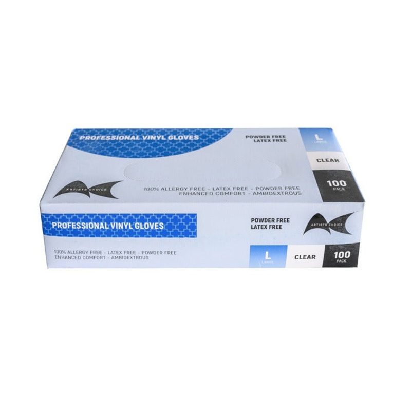 Artist Choice Vinyl Gloves Powder Free – Large