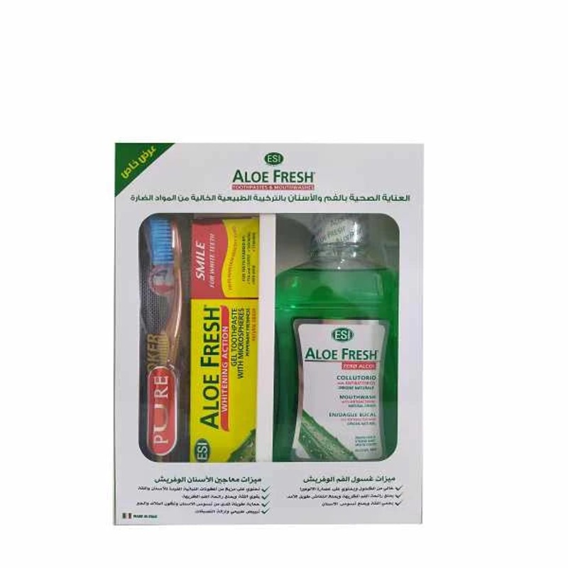 ESI Aloe Fresh Smile Gel Toothpaste Offer (smile100ml+mouth Wash 500ml +wow Charcoal Toothbrush Free)
