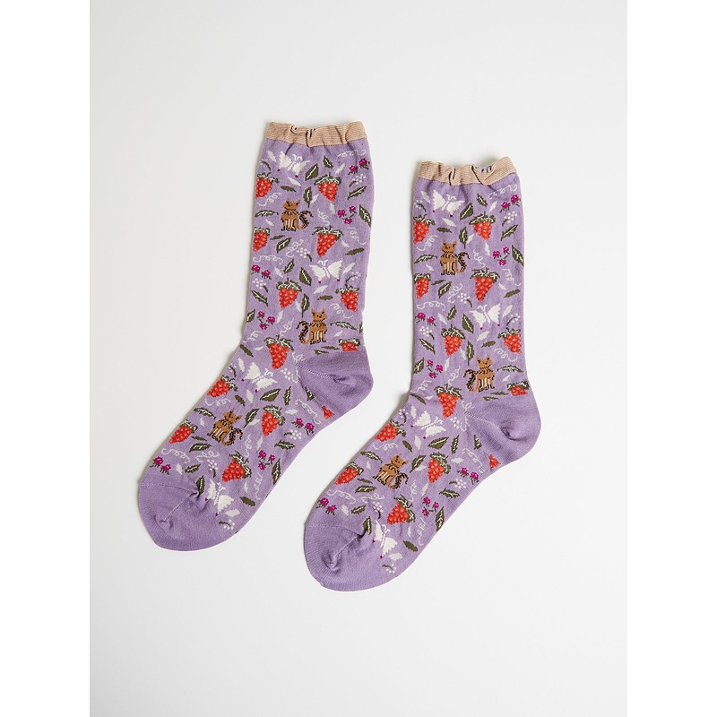 Garden Cat Socks in Lavender