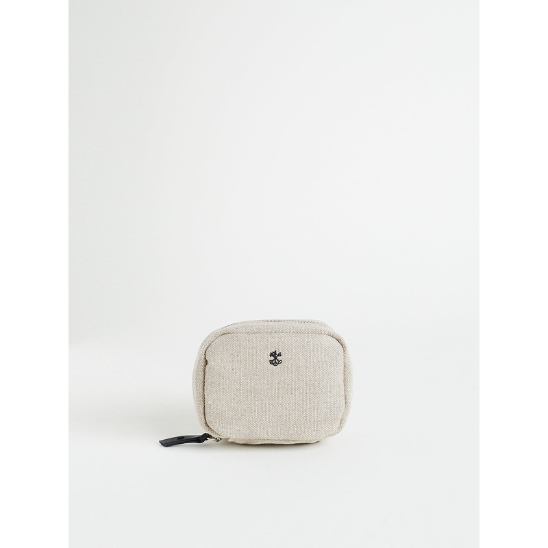 Zipper Gusset Pouch S in Natural Linen