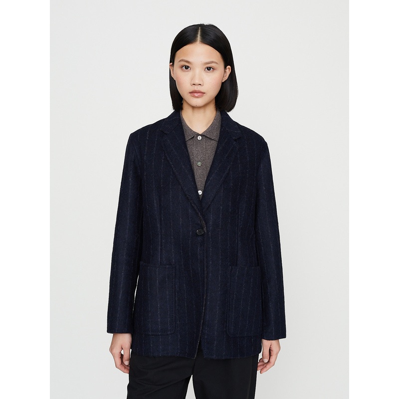 Carlo Club Jacket in Blue Pinstripe/Taupe Melange
