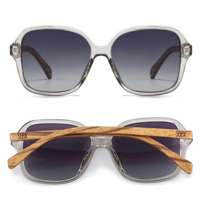 SCARLETT GREY MIST Grey Lens l Walnut Wood Arms