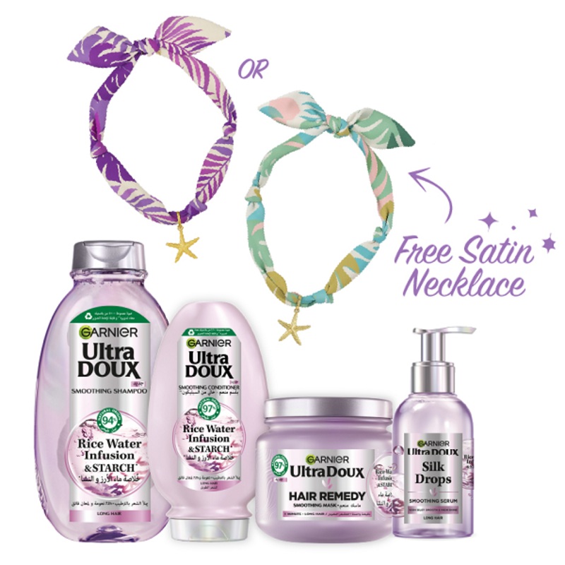 Ultra Doux – Rice Water Hair Silk Smoothing Bundle