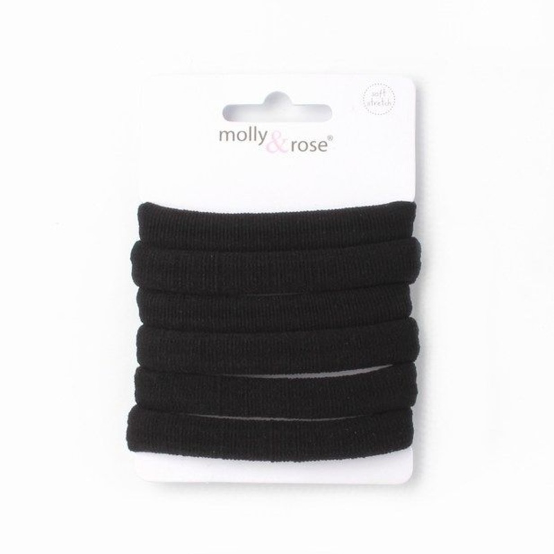Molly & Rose Item 6791 Jersey elastics – Black – 1cm thick – Card of 6