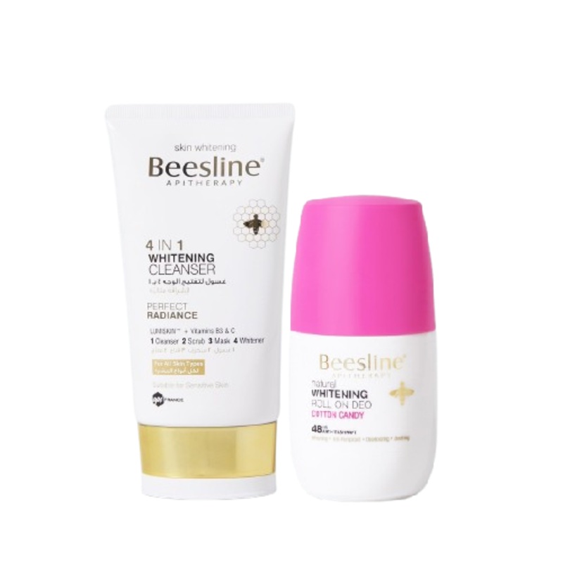 Beesline Whitening Roll-On  48hr Cotton Candy + 4in1 Whitening Cleanser 150ml