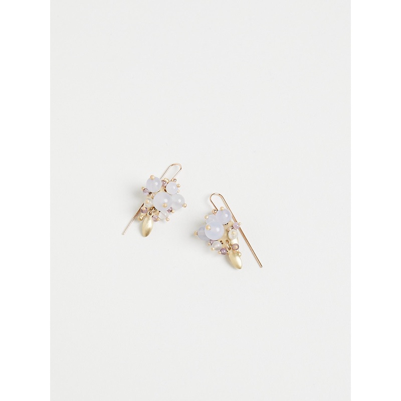 Blue Chalcedony Bug Cluster Earrings in 10k Yellow Gold