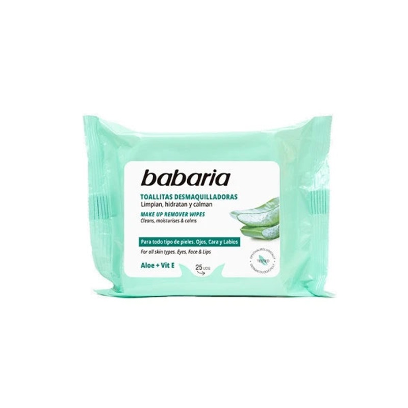 Babaria Aloe Vera & Vit E Make Up Remover Wipes 25 pcs