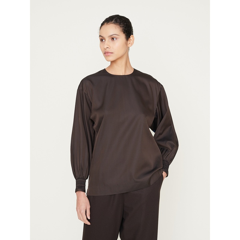 Smocking Sleeve Blouse in Brown