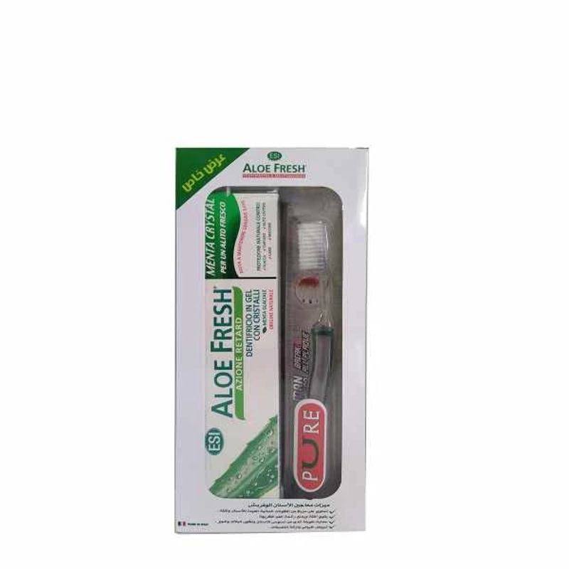 ESI Aloe Fresh Menta Crystal Gel Toothpaste Offer (Menta Crystal100ml+Wow Charcoal Toothbrush Free)