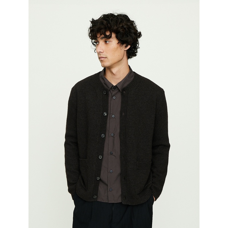 Wool/Cashmere Cardigan in Dark Brown